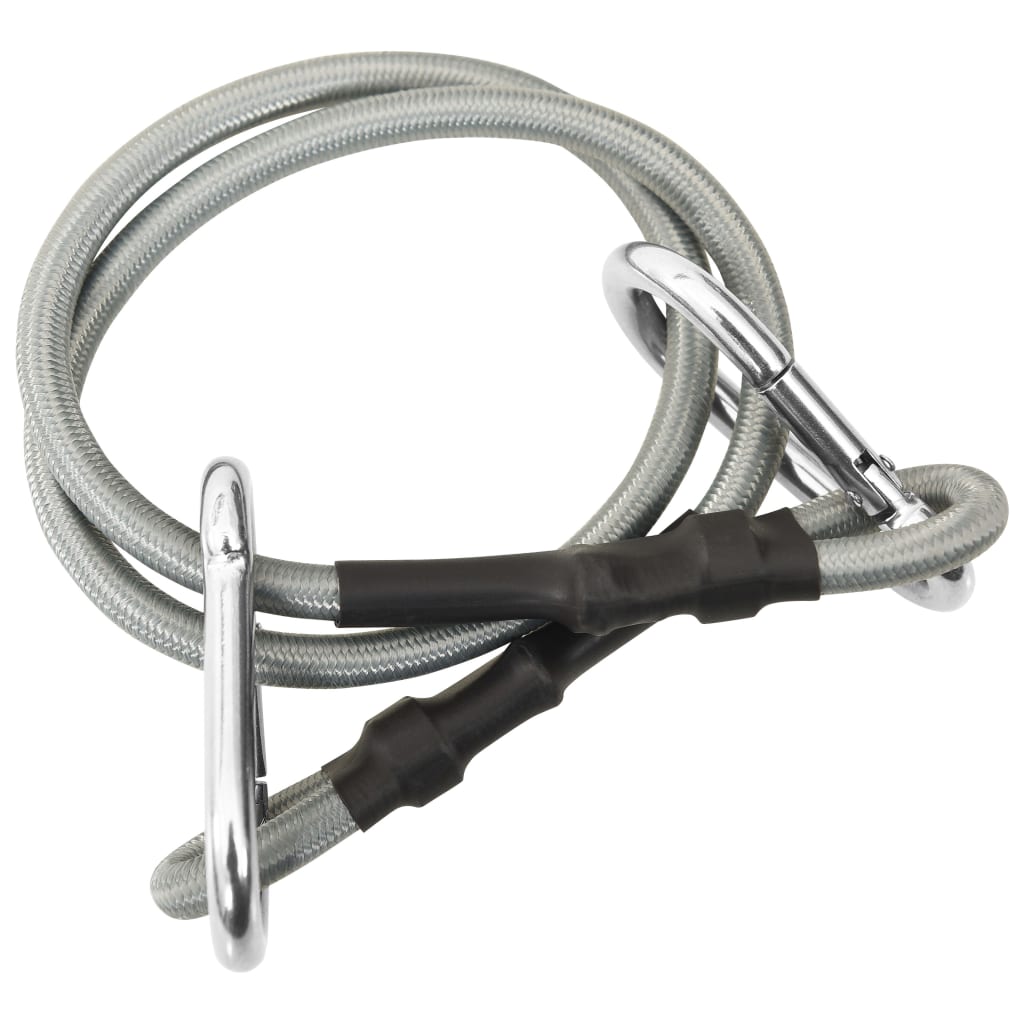 vidaXL Rope With Carabiner | Black and silver | Rubber | 70 cm long