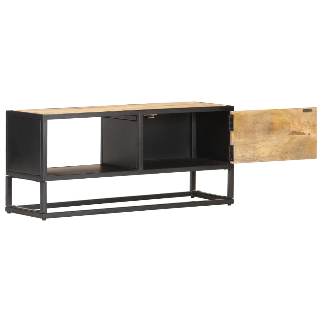 vidaXL TV Cabinet with Carved Door 90x30x40 cm Rough Mango Wood