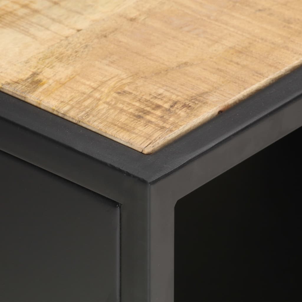 vidaXL TV Cabinet with Carved Door 90x30x40 cm Rough Mango Wood