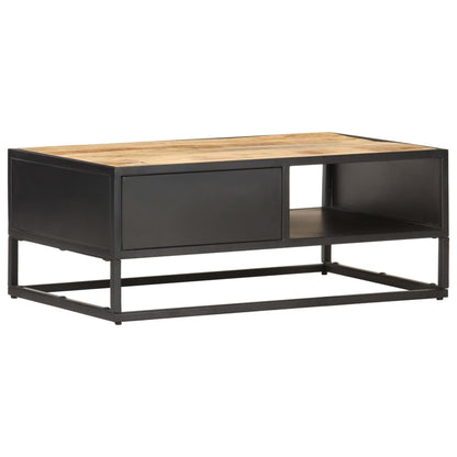 vidaXL Coffee Table with Carved Door 90x55x36 cm Rough Mango Wood