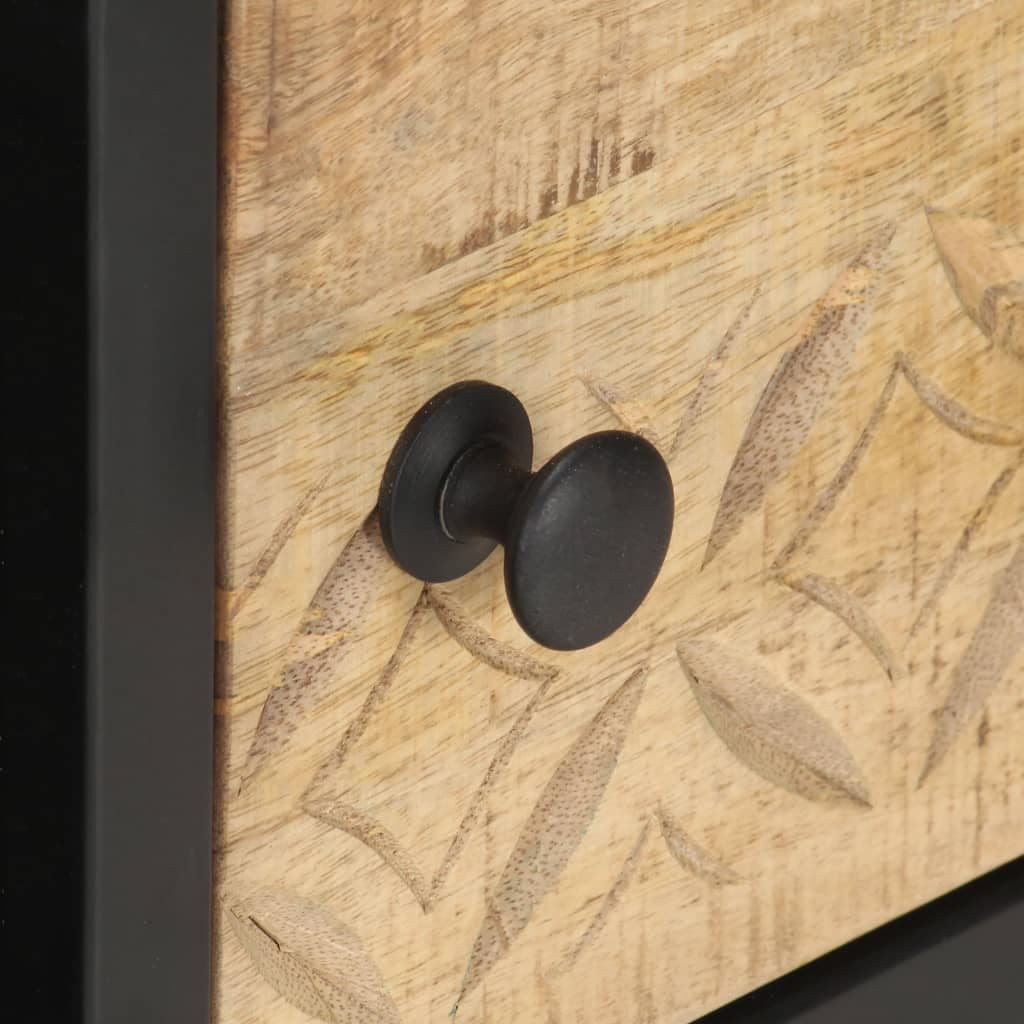 vidaXL Coffee Table with Carved Door 90x55x36 cm Rough Mango Wood