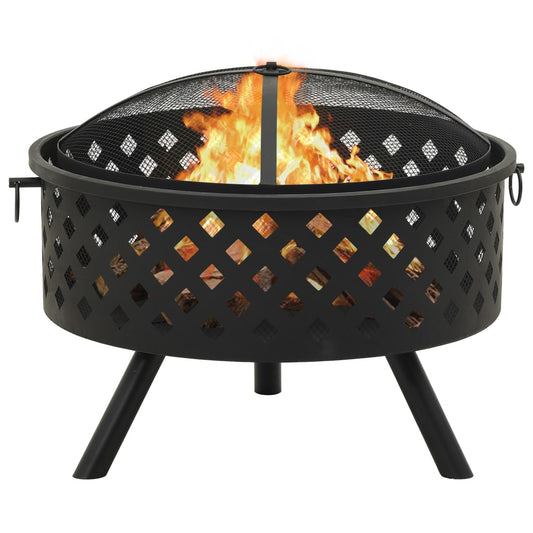 vidaXL Fire Pit with Poker 68 cm XXL Steel