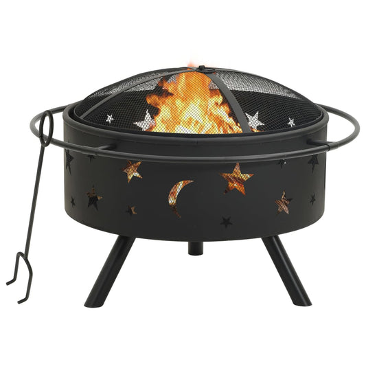vidaXL Fire Pit with Poker 76 cm XXL Steel