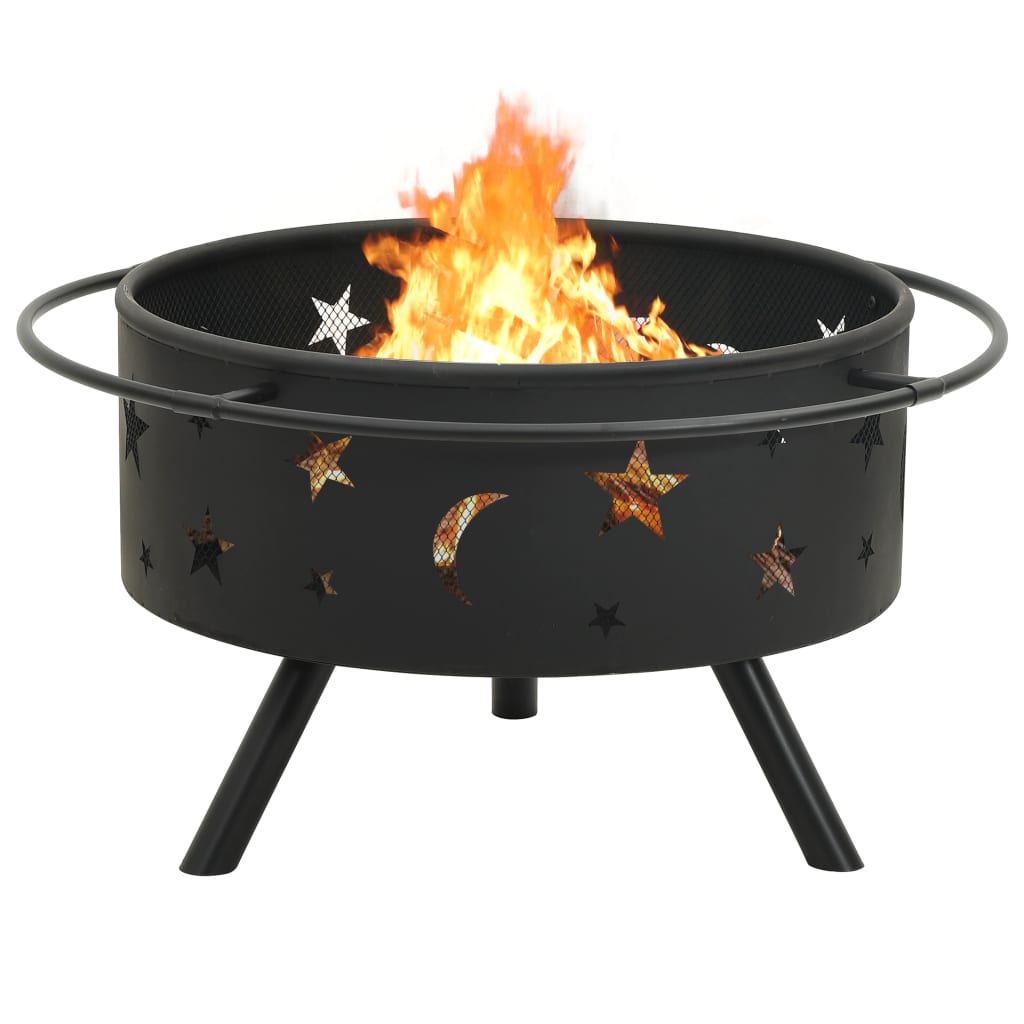 vidaXL Fire Pit with Poker 76 cm XXL Steel