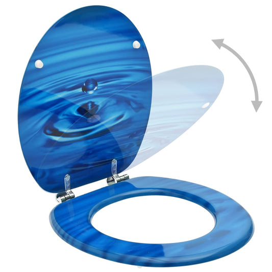 vidaXL WC Toilet Seats with Lid 2 pcs MDF Blue Water Drop Design