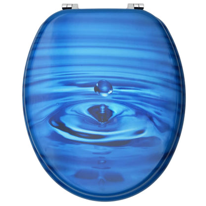 vidaXL WC Toilet Seats with Lid 2 pcs MDF Blue Water Drop Design