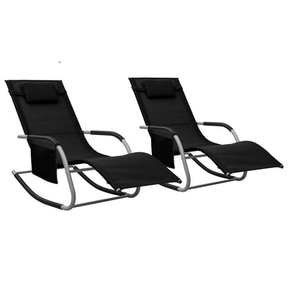 vidaXL Sun Lounger | Set of 2 | Black and Grey | Textilene | Standard