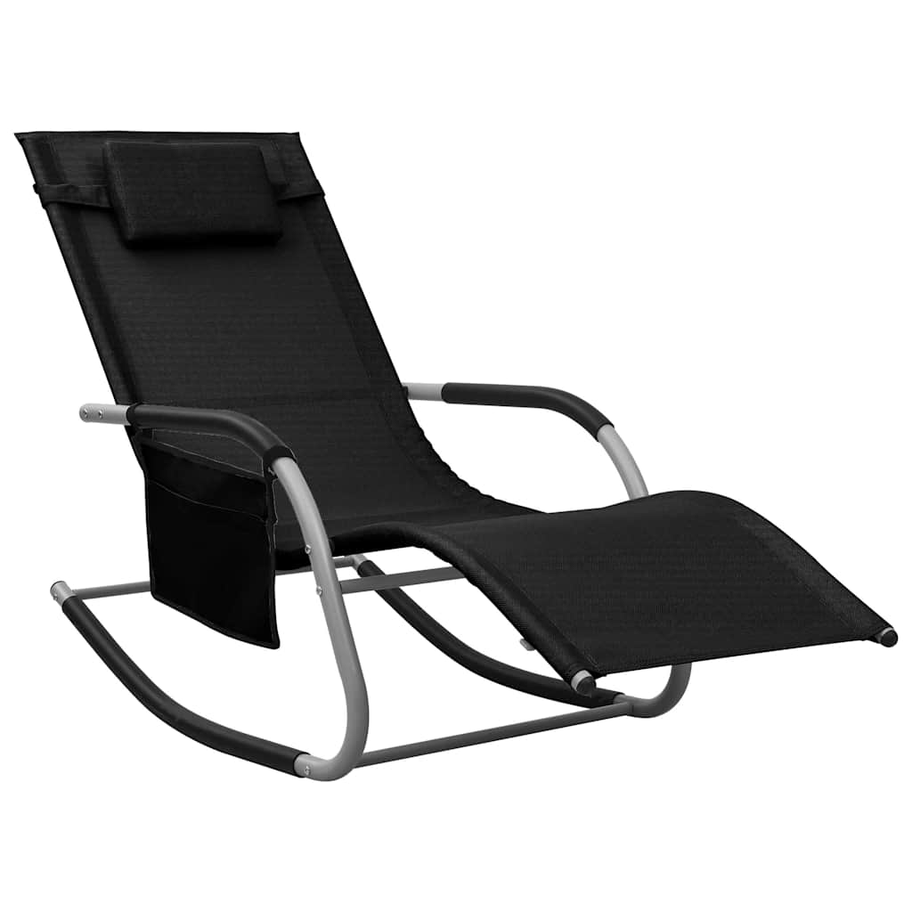 vidaXL Sun Lounger | Set of 2 | Black and Grey | Textilene | Standard