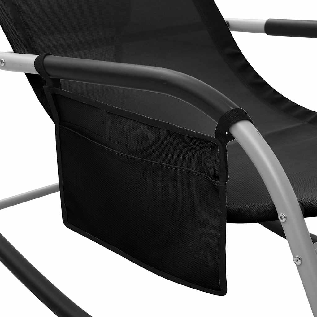 vidaXL Sun Lounger | Set of 2 | Black and Grey | Textilene | Standard