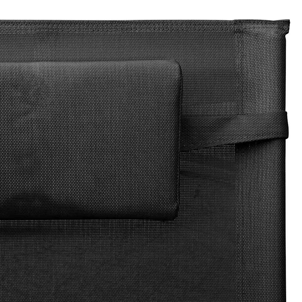 vidaXL Sun Lounger | Set of 2 | Black and Grey | Textilene | Standard