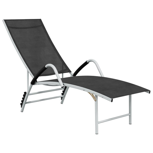 vidaXL Sun Lounger | Black and silver | Textilene and aluminium | Standard