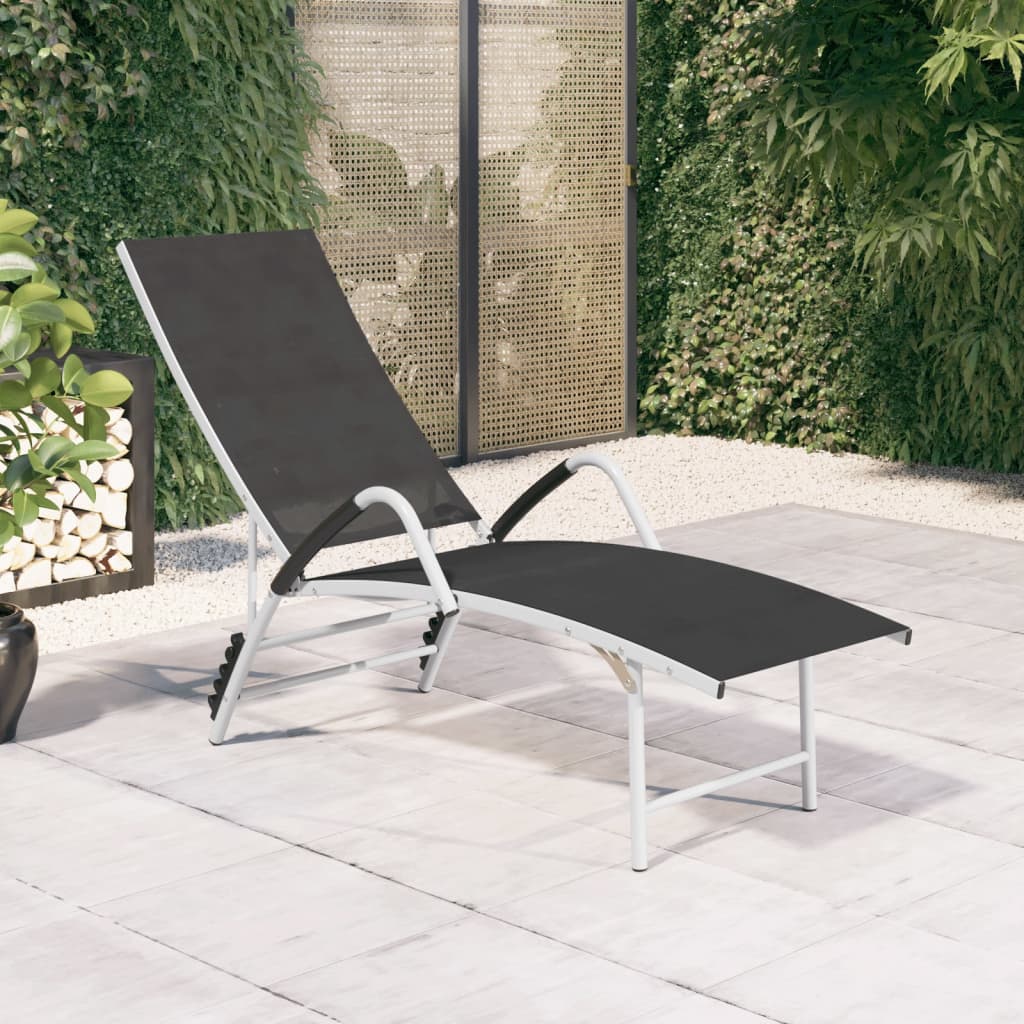 vidaXL Sun Lounger | Black and silver | Textilene and aluminium | Standard