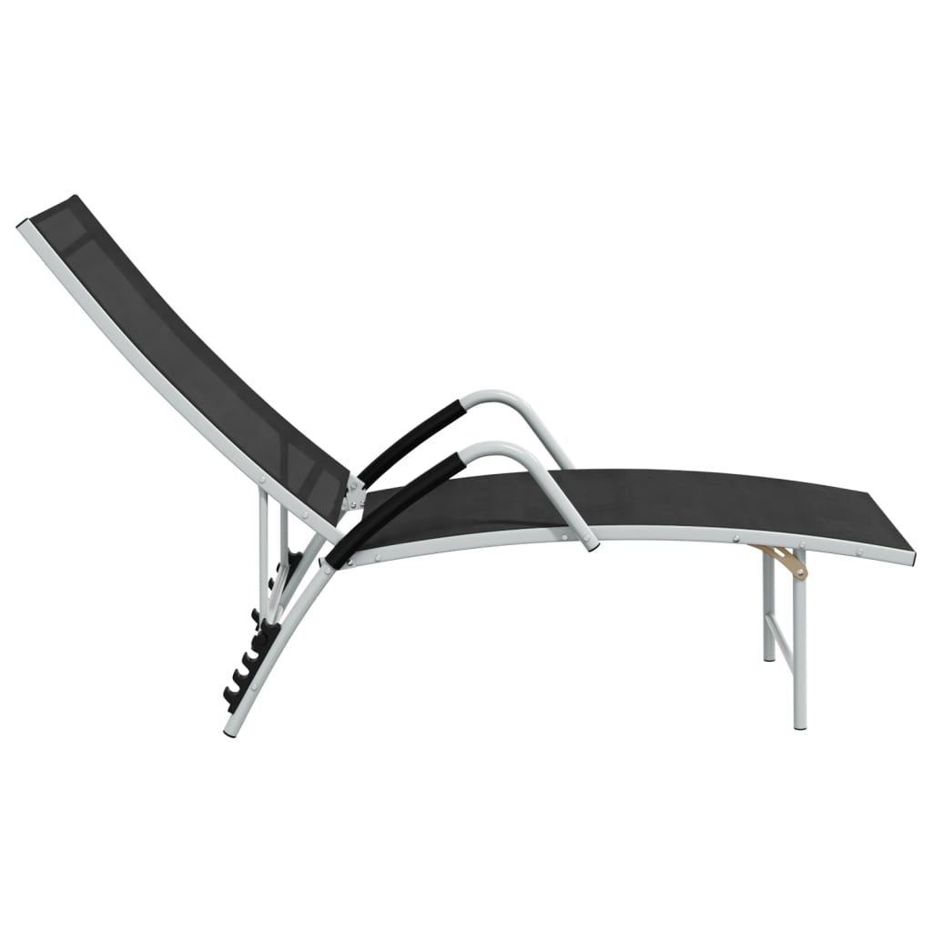 vidaXL Sun Lounger | Black and silver | Textilene and aluminium | Standard