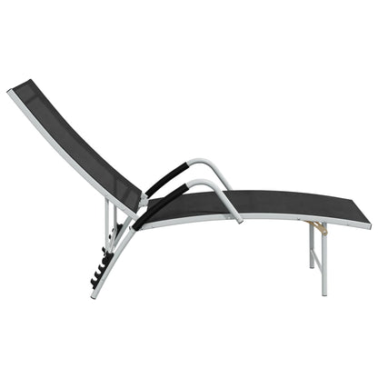 vidaXL Sun Lounger | Black and silver | Textilene and aluminium | Standard