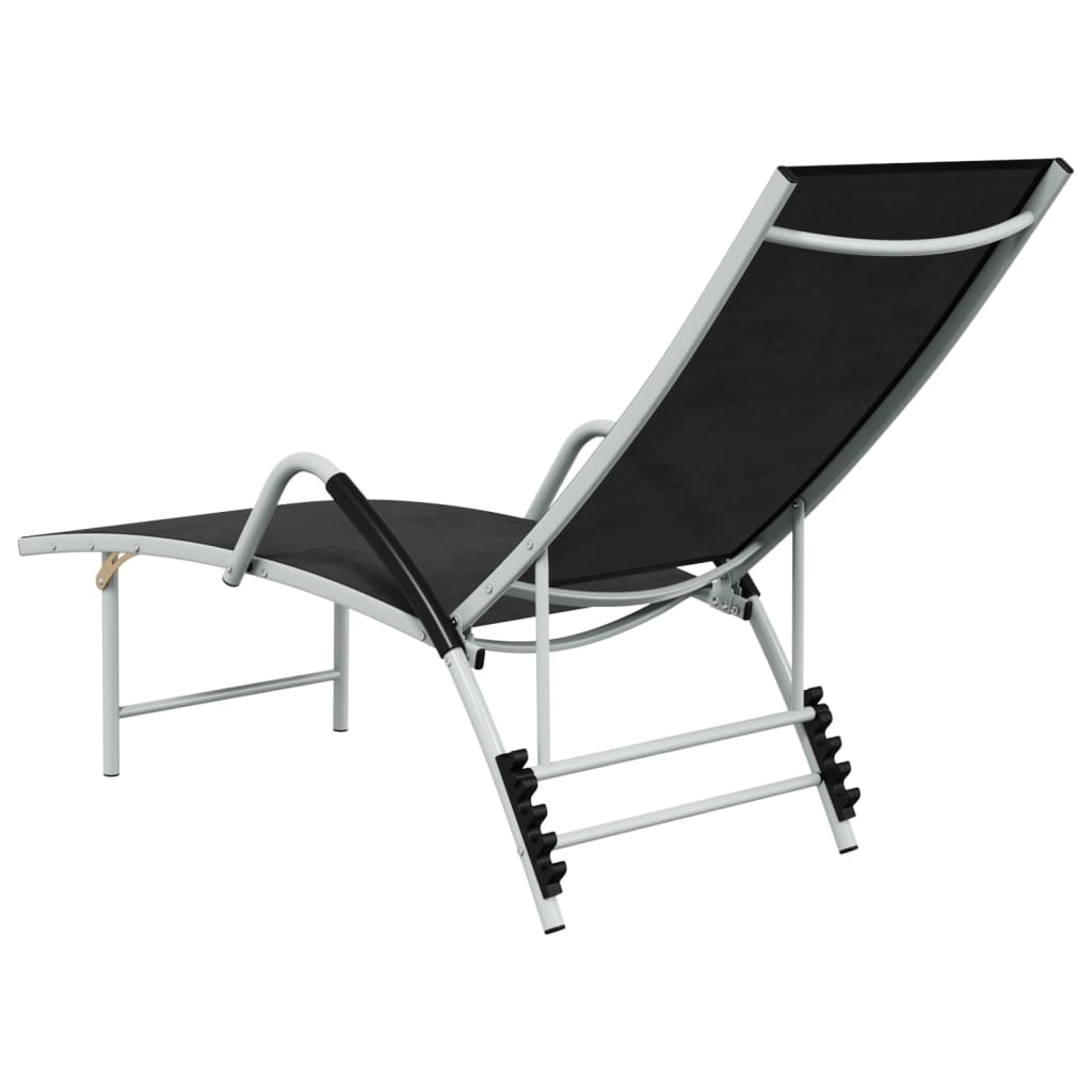 vidaXL Sun Lounger | Black and silver | Textilene and aluminium | Standard