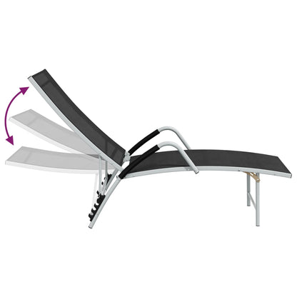 vidaXL Sun Lounger | Black and silver | Textilene and aluminium | Standard