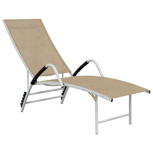 vidaXL Sun Lounger | Cream | Aluminium | Extra High | Adjustable Armrests
