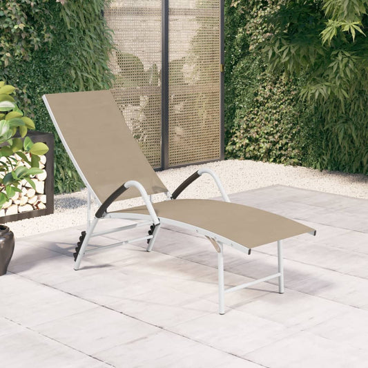 vidaXL Sun Lounger | Cream | Aluminium | Extra High | Adjustable Armrests