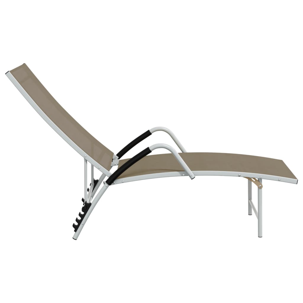 vidaXL Sun Lounger | Taupe | Textilene, Aluminium | Standard