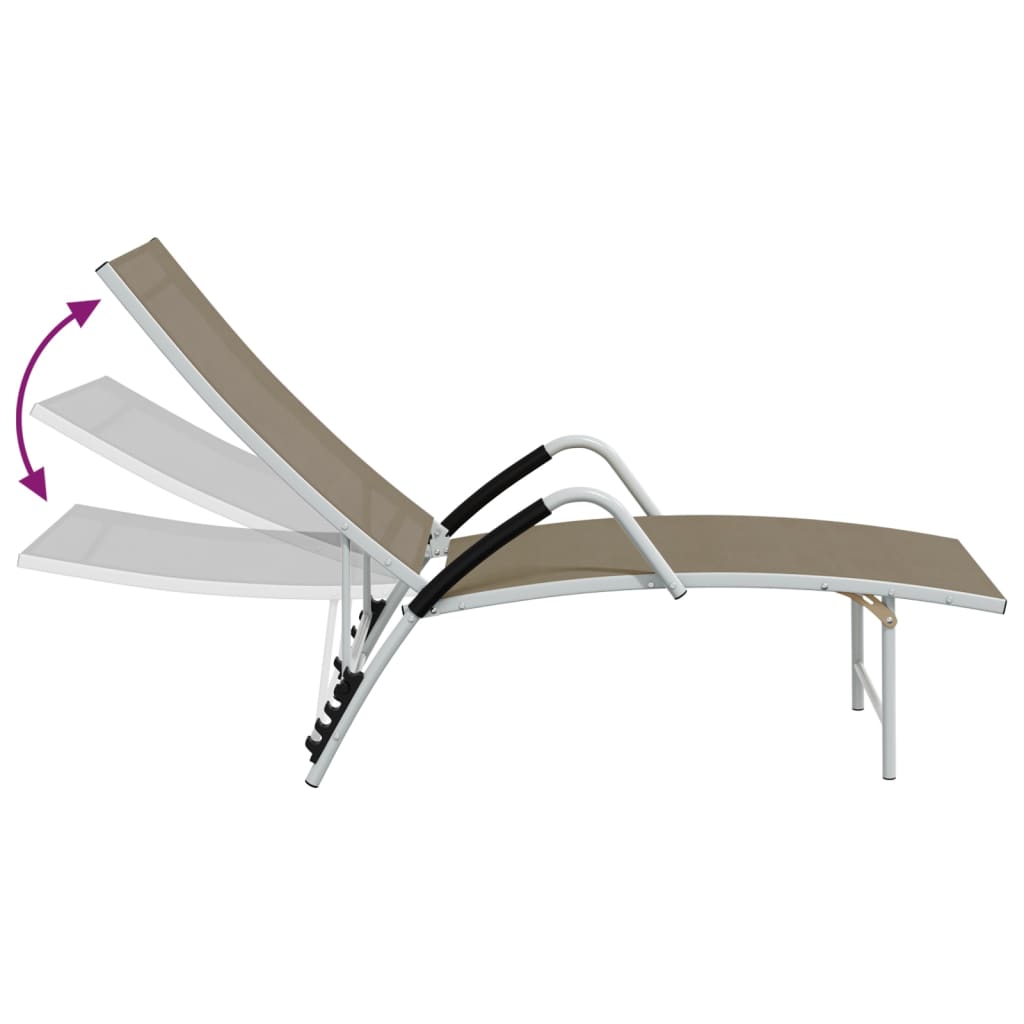 vidaXL Sun Lounger | Taupe | Textilene, Aluminium | Standard