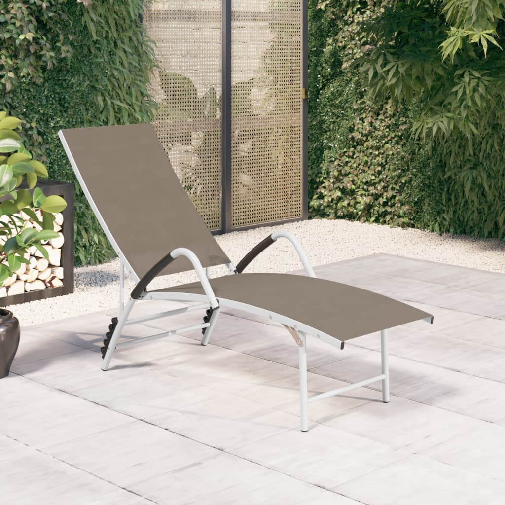 vidaXL Sun Lounger | Taupe | Textilene, Aluminium | Standard