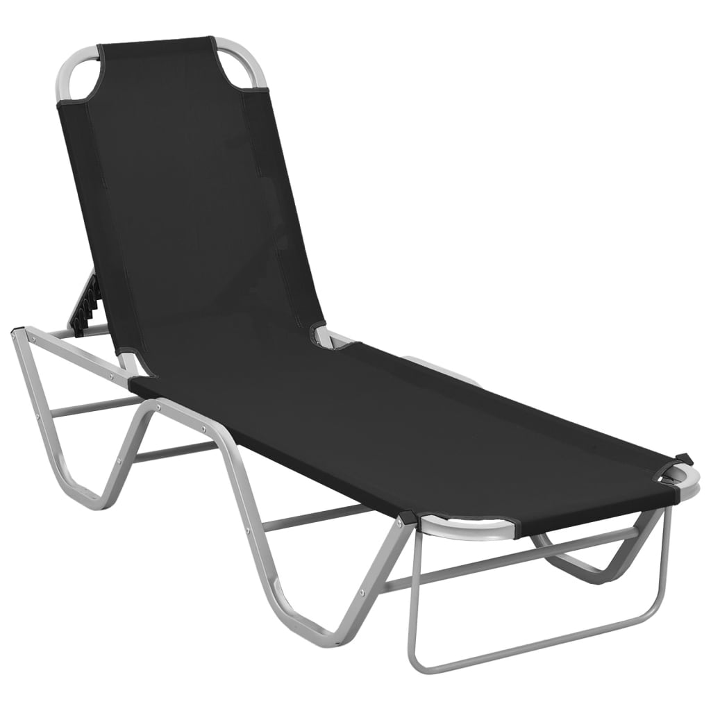 vidaXL Sun Lounger | Black and silver | Aluminium, Textilene | Standard