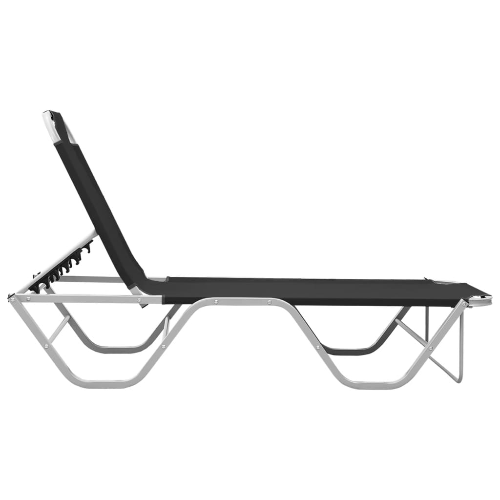 vidaXL Sun Lounger | Black and silver | Aluminium, Textilene | Standard