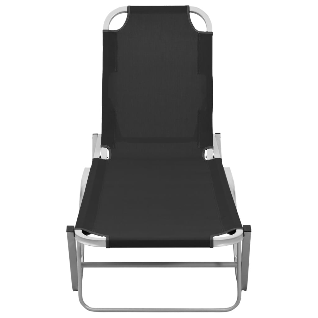 vidaXL Sun Lounger | Black and silver | Aluminium, Textilene | Standard