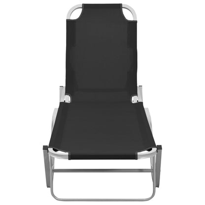 vidaXL Sun Lounger | Black and silver | Aluminium, Textilene | Standard