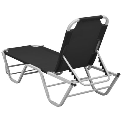 vidaXL Sun Lounger | Black and silver | Aluminium, Textilene | Standard