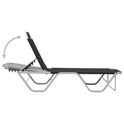 vidaXL Sun Lounger | Black and silver | Aluminium, Textilene | Standard