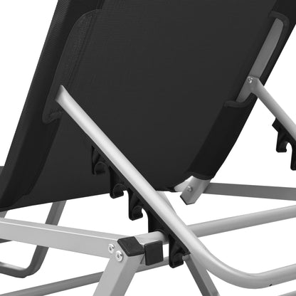 vidaXL Sun Lounger | Black and silver | Aluminium, Textilene | Standard
