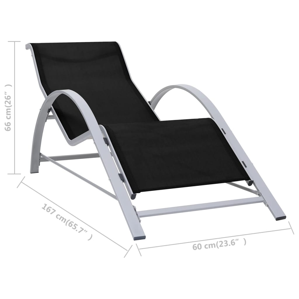vidaXL Sunlounger | Black | Textilene, Aluminium, Steel | Standard | Ergonomic