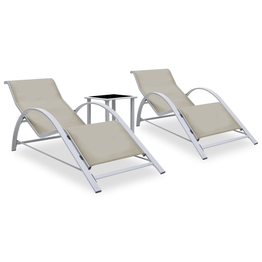 vidaXL Sun Lounger | Cream for loungers, Black and Silver for table