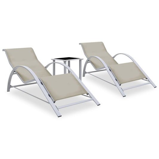 vidaXL Sun Lounger | Cream for loungers, Black and Silver for table