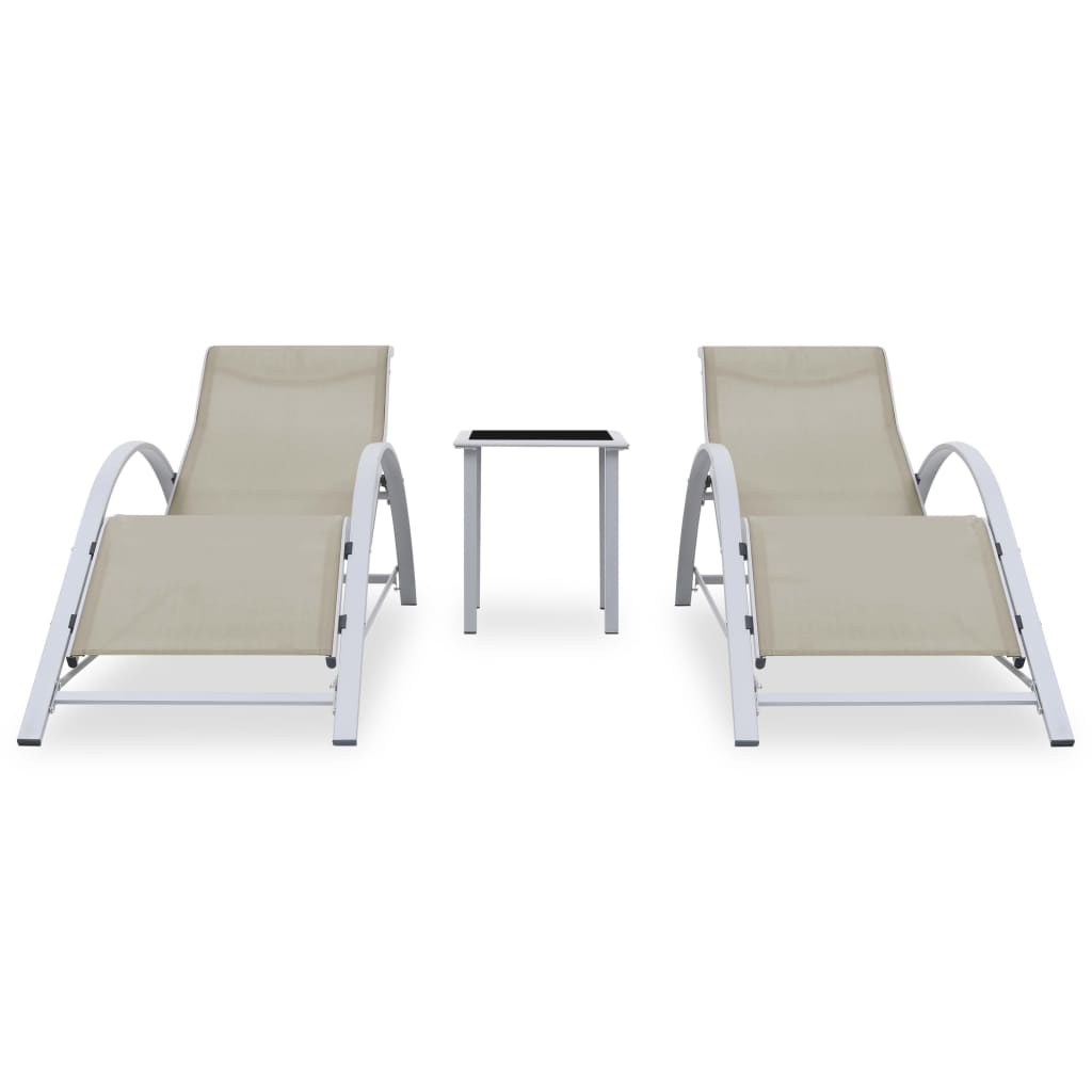 vidaXL Sun Lounger | Cream for loungers, Black and Silver for table
