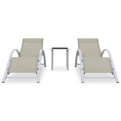 vidaXL Sun Lounger | Cream for loungers, Black and Silver for table