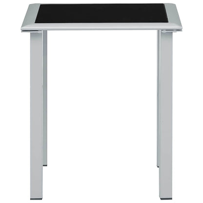 310541 vidaXL Garden Table Black and Silver 41x41x45 cm Steel and Glass