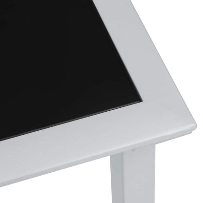 vidaXL Garden Table Black and Silver 41x41x45 cm Steel and Glass
