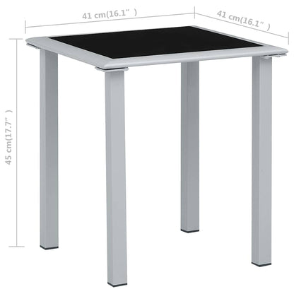 310541 vidaXL Garden Table Black and Silver 41x41x45 cm Steel and Glass