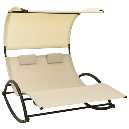 vidaXL Sun Lounger | Cream | Textilene, Steel | Double | Sun Lounger | Crescent