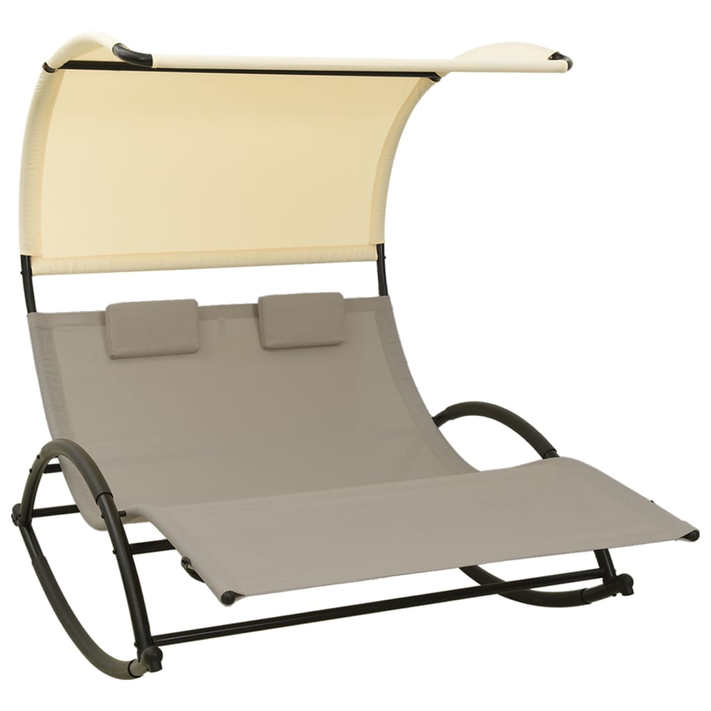 vidaXL Sun Lounger | Taupe and Cream | Textilene, Steel | Large