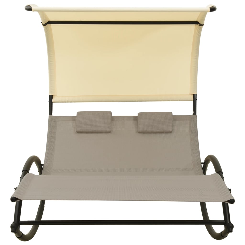 vidaXL Sun Lounger | Taupe and Cream | Textilene, Steel | Large