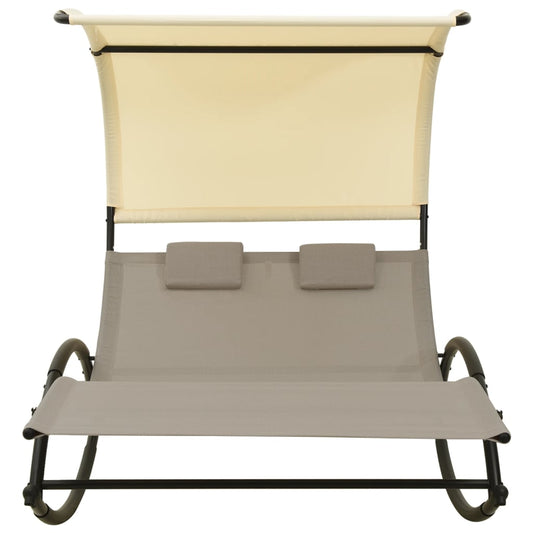vidaXL Sun Lounger | Taupe and Cream | Textilene, Steel | Large