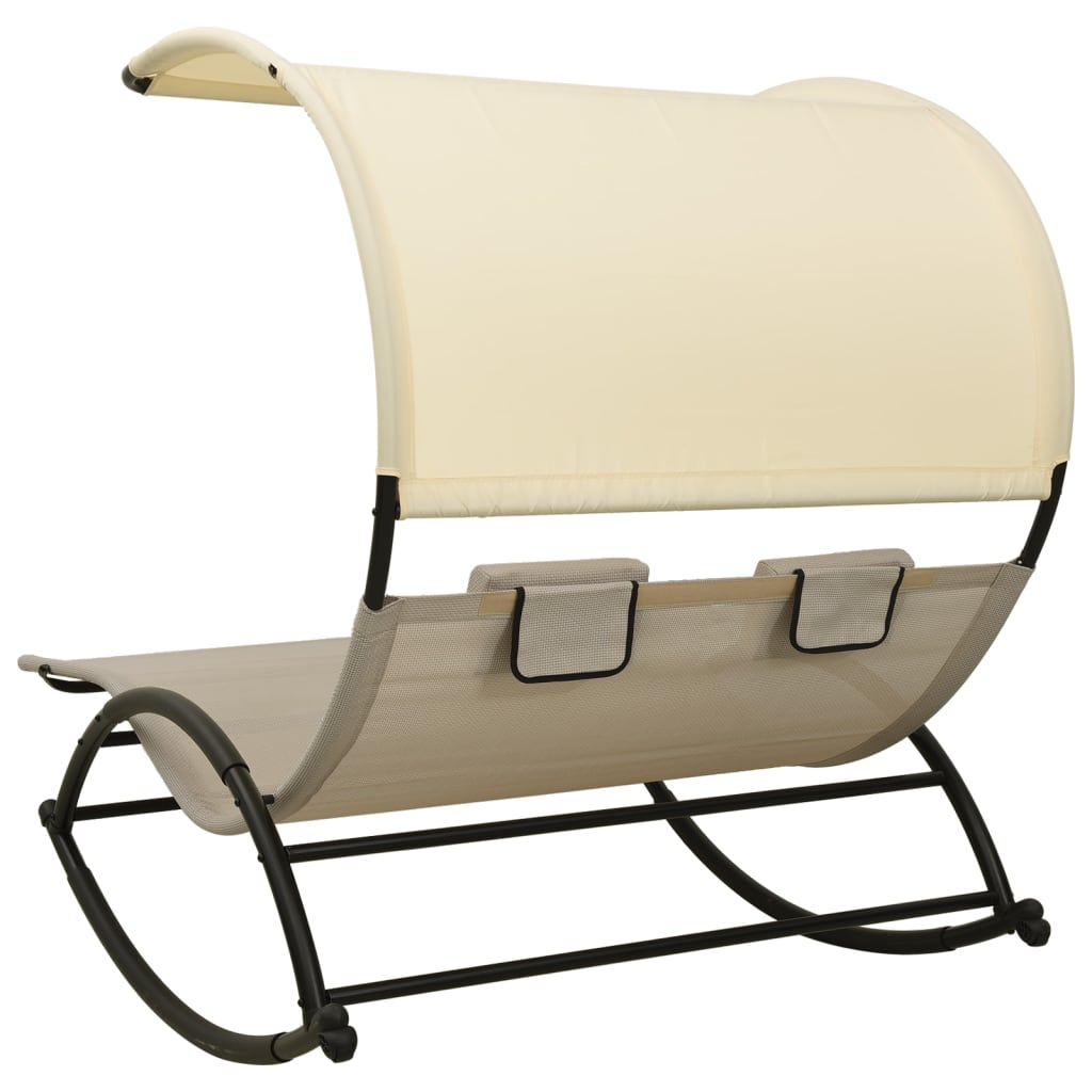 vidaXL Sun Lounger | Taupe and Cream | Textilene, Steel | Large