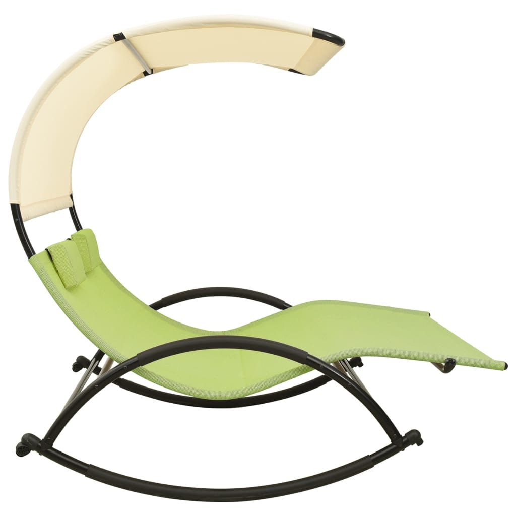 vidaXL Sun Lounger | Green and cream | Textilene, Steel | Double