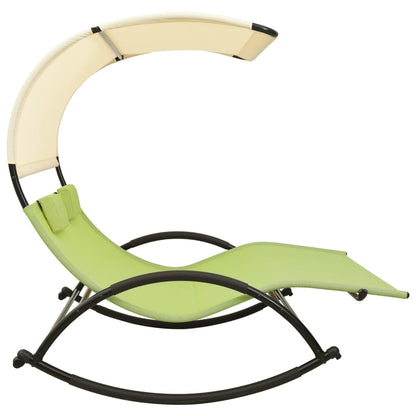 vidaXL Sun Lounger | Green and cream | Textilene, Steel | Double