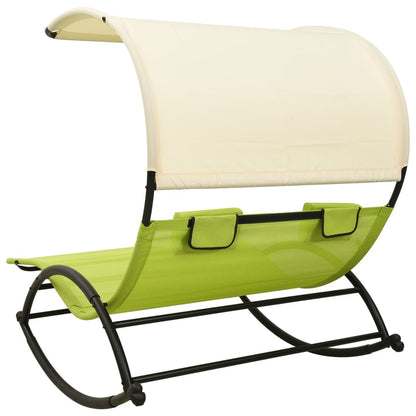vidaXL Sun Lounger | Green and cream | Textilene, Steel | Double