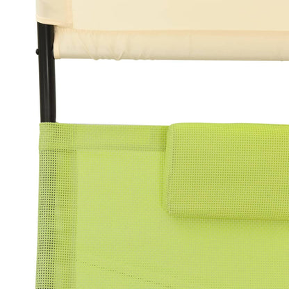 vidaXL Sun Lounger | Green and cream | Textilene, Steel | Double