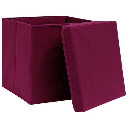 vidaXL Storage Boxes with Covers 4 pcs 28x28x28 cm Dark Red